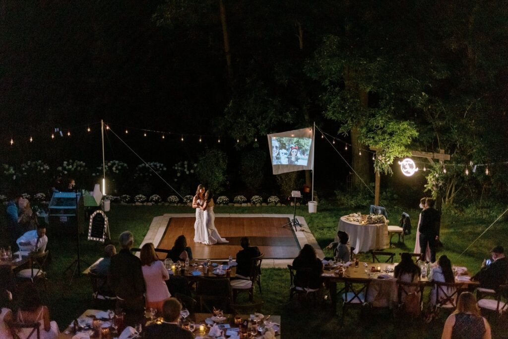 LGBTIQA+ first dance at backyard wedding