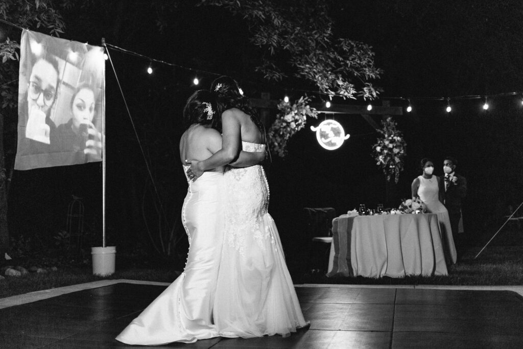 LGBTIQA+ first dance at backyard wedding