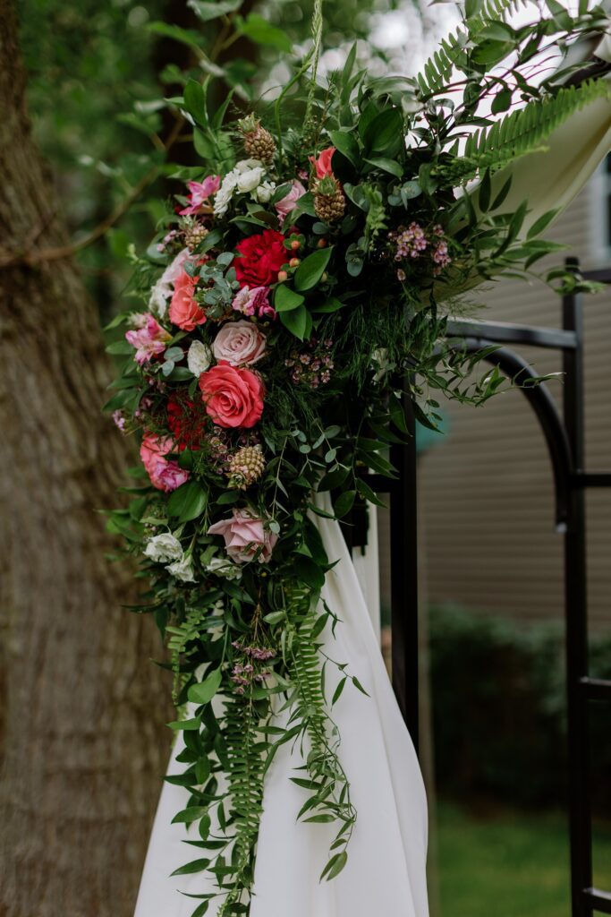 flowers at intimate plymouth backyard wedding