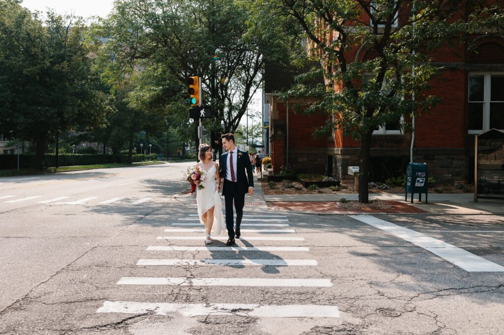 Bride and groom photos during an elopement at The Graduate Ann Arbor